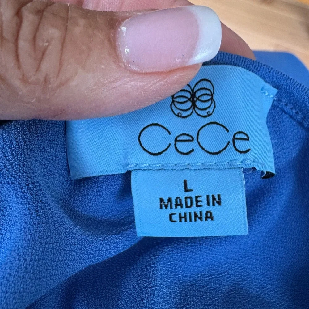 CeCe Blue Flutter Sleeve Ruffled Top - Picture 7 of 9